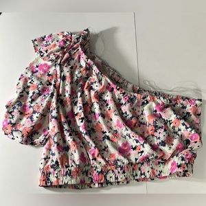 Universal Thread Top Women's Size M Floral Off the Shoulder Short Sleeve Cropped